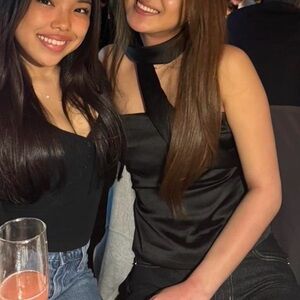 Zara Black Satin Halter Neck Top